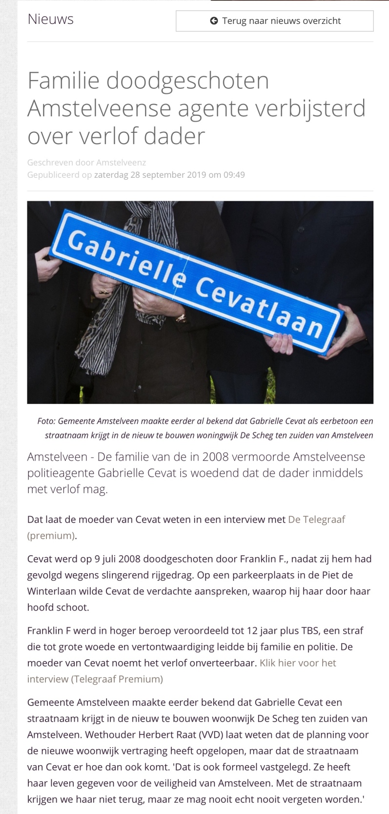 2019-28-9 AmstelveenZ; Herbert Raat over straatnaam Gabrielle Cevat