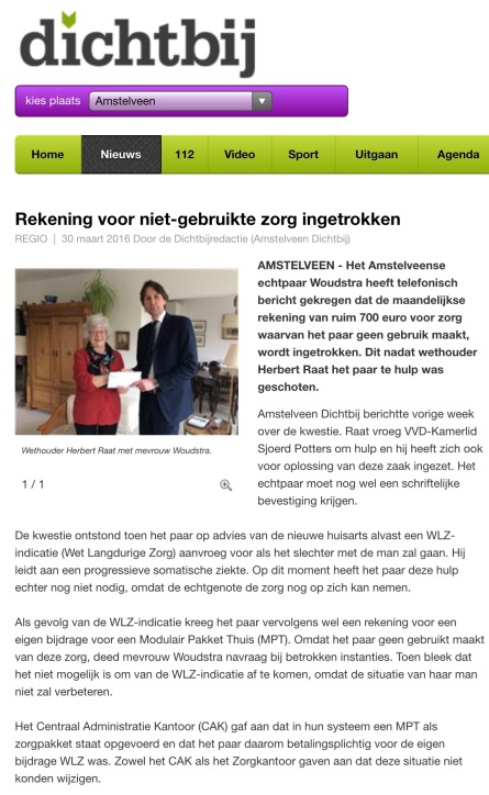 2016-30-3; AmstelveenDichtbij: wethouder Herbert Raat over oplossing problemen met de Wet langdurige Zorg (WLZ)