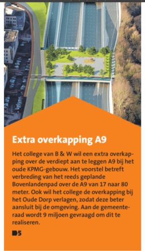7-21-6 Amstelveens Nieuwsblad over extra overkapping bij Meander A9 Amstelveen