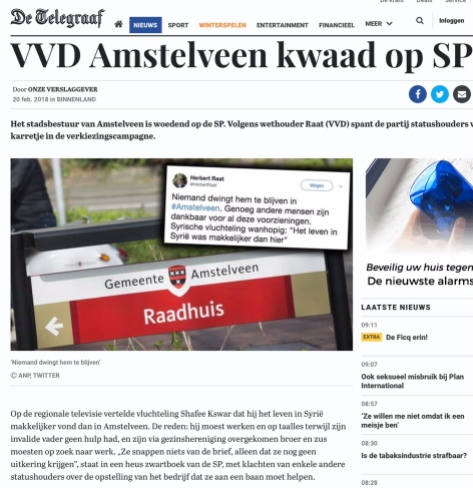 2018-20-2 De Telegraaf; Herbert Raat over ontevreden Syriër in Amstelveen 1 van 2
