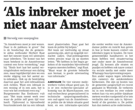 2019-17-4 Het Amstelveens Nieuwsblad wethouder Herbert Raat en burgemeester Bas Eenhoorn over inbrakenteam 2 van 2