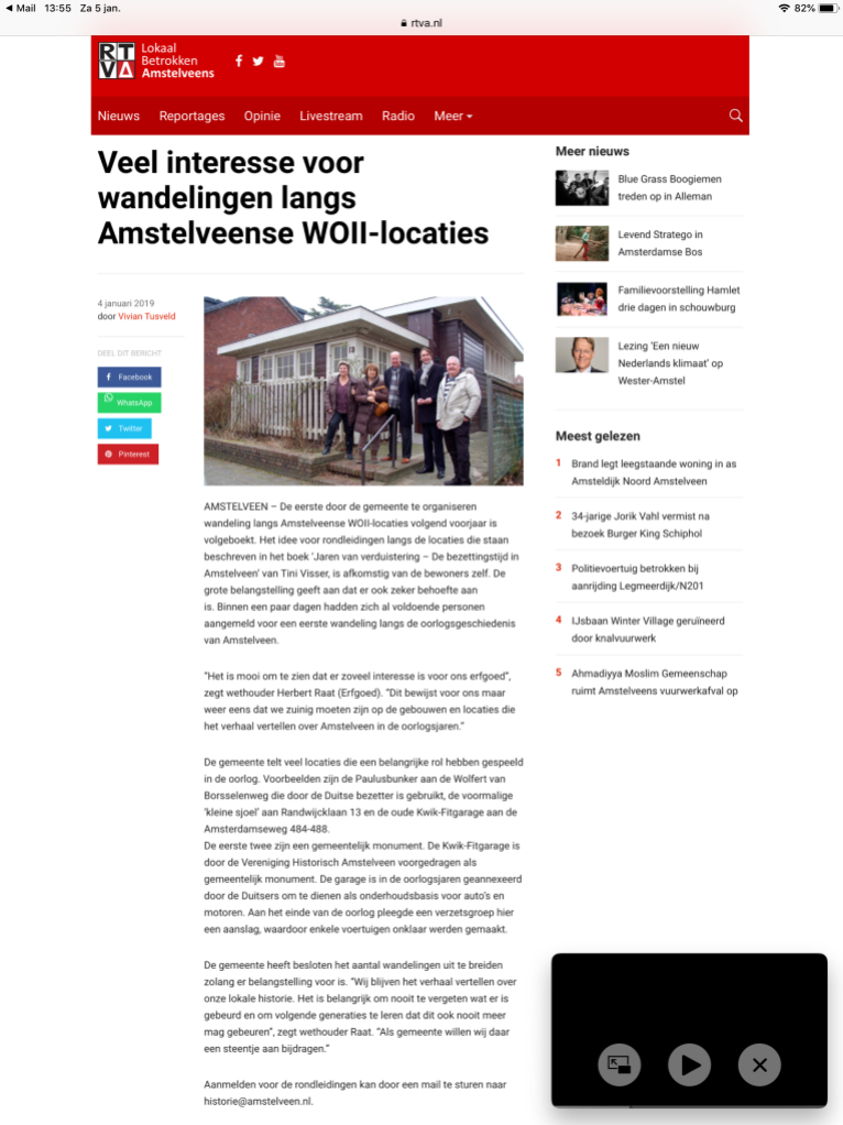 2019-RTVA: wethouder Herbert raat over de grote belangstelling vvor de Amstelveense WO2 geschiedenis