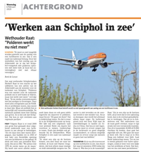 2019-6-2 Amstelveens Nieuwsblad; Herbert Raat over Schiphol in zee