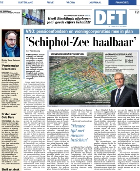 2019-4-2 De Telegraaf; Hans de Boer over Schiphol in zee
