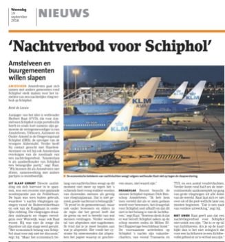 2018-19-9 Amstelveens Nieuwsblad; Herbert Raat over nachtverbod Schiphol