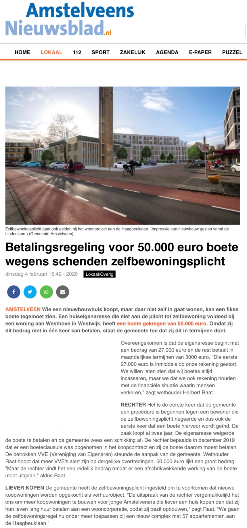2020-4-2-Amstelveens Nieuwsblad: Herbert Raat over handhaving Zelfbewoningsplicht