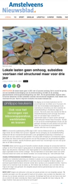 14-10-2020; Amstelveens Nieuwsblad; Herbert Raat over begroting 2021 Amstelveen en de invloed van corona